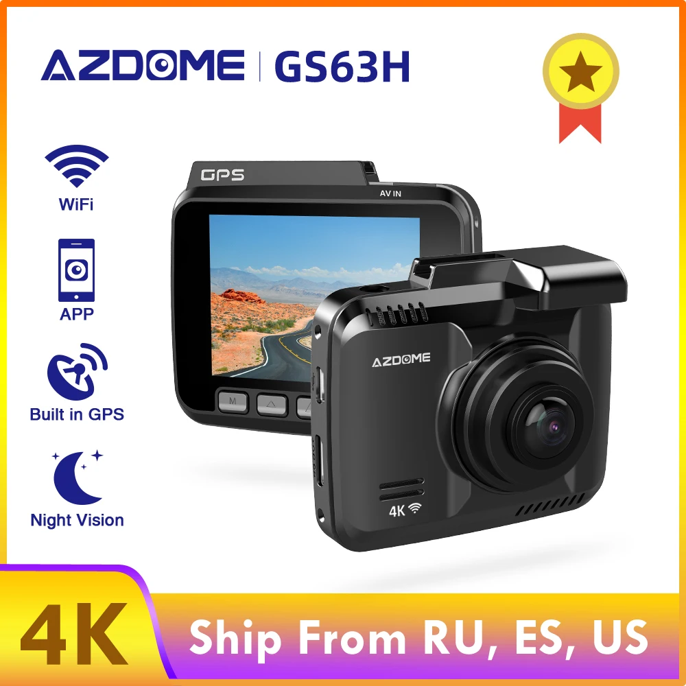 AZDOME GS63H автомобильный тире Cam 4 К HD автокамера 170 градусов широкий угол обзора с gps WiFi g-сенсор петля запись Парковка Мониторинг AZDOME GS63H автомобильный тире Cam 4 К HD автокамера 170 градусов широкий угол обзора с gps WiFi g-сенсор петля запись Парковка Мониторинг