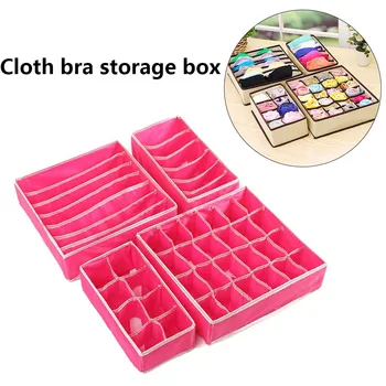 

New Fashionable Beautiful Underwear Non-Woven Fabric Storage Box Four-Piece Suit Sock Storage Box Durable Cloth Bra Storage Bag