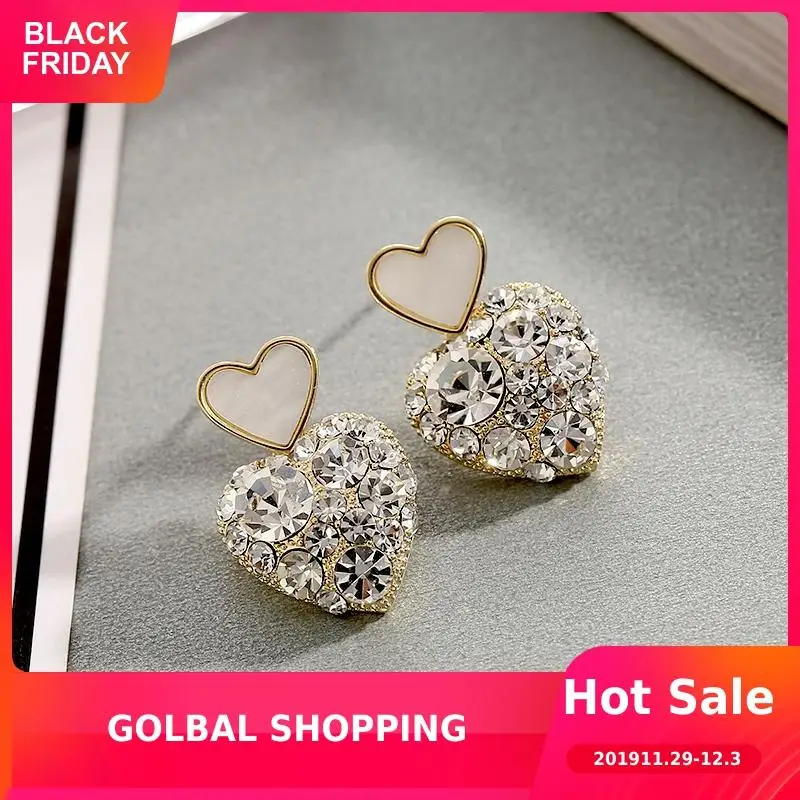 

2019 Unique Design Love Heart Square Shape Dangle Earrings For Women Crystal Charm Wedding Jewelry Party Statement Drop Earring