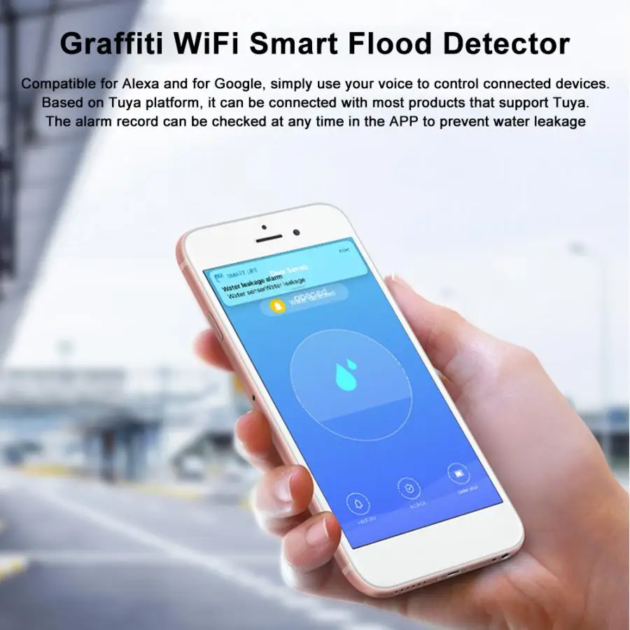 Умный Wifi детектор утечки воды Датчик usb зарядка для Google Assistant/Tuya Сигнализация утечки воды для Amazon Alexa