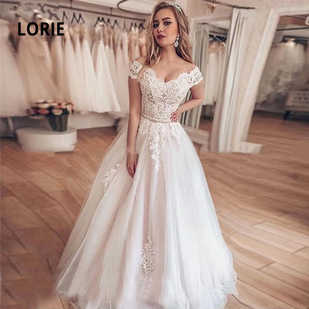 Бальное платье LORIE с открытыми плечами элегантное кружевное из мягкого фатина
