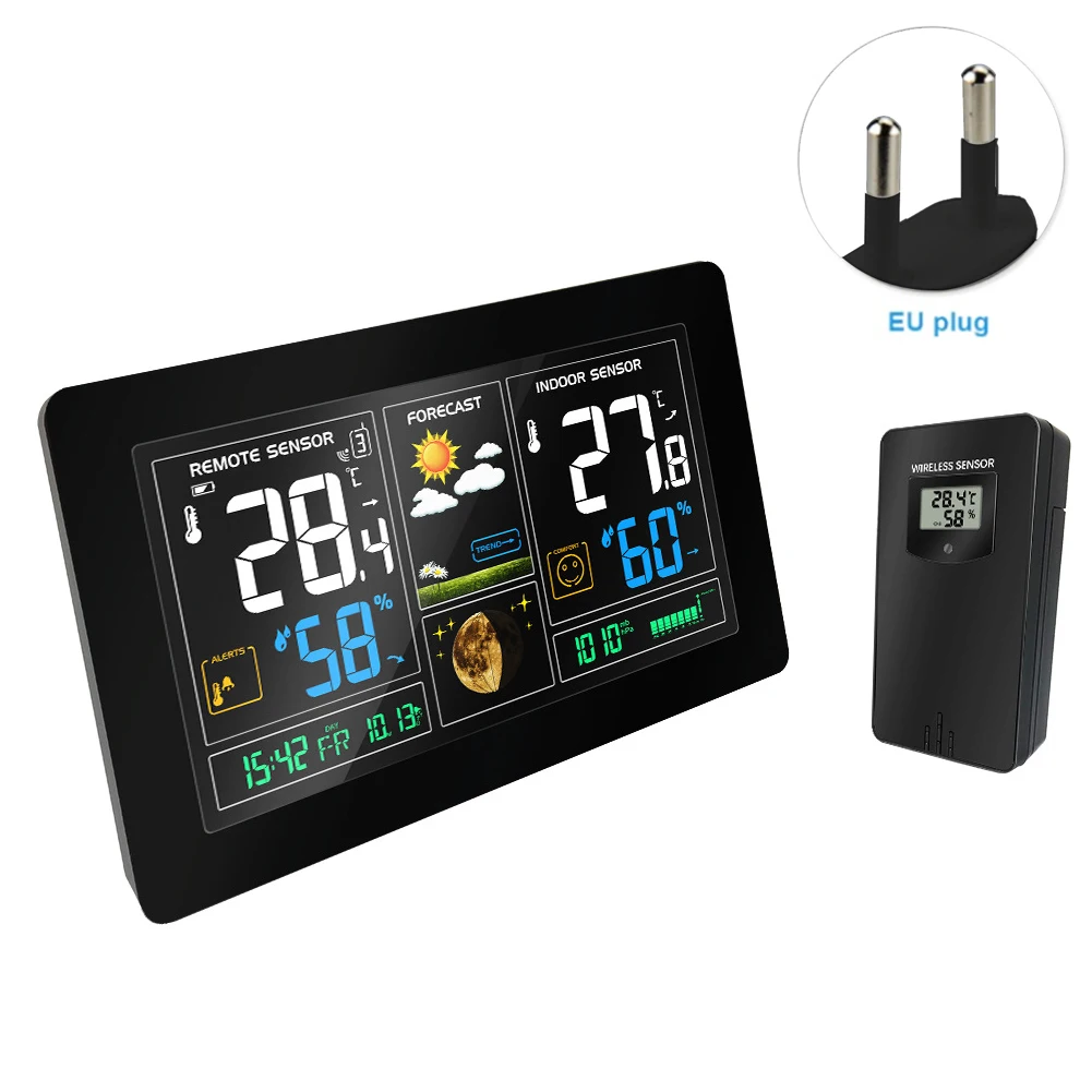 

With Outdoor Sensor Digital Weather Station Wireless Calendar Barometer Indoor Hygrometer Alarm Clock Multifunction Thermometer
