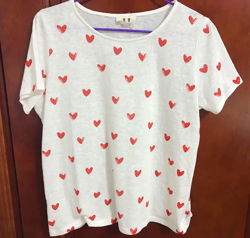 Женская футболка с коротким рукавом и круглым вырезом с принтом в виде сердца-Новинка 2109, женские футболки