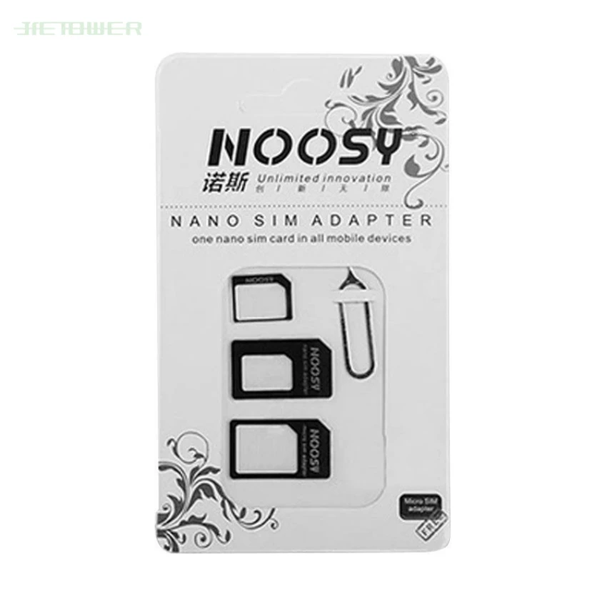 500 компл./лот 4 в 1 Noosy нано микро сим карта адаптер Извлечение Pin для iPhone 5 5S 6 6plus 7 7plus