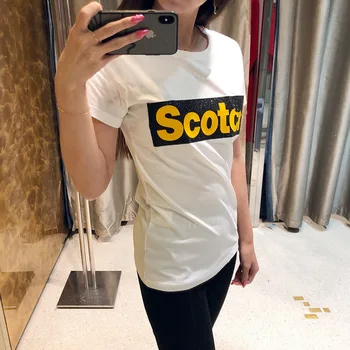 

19 Summer Fund Printing Letter Slim Fit Simple Lady Short Sleeve T Shirt 85263