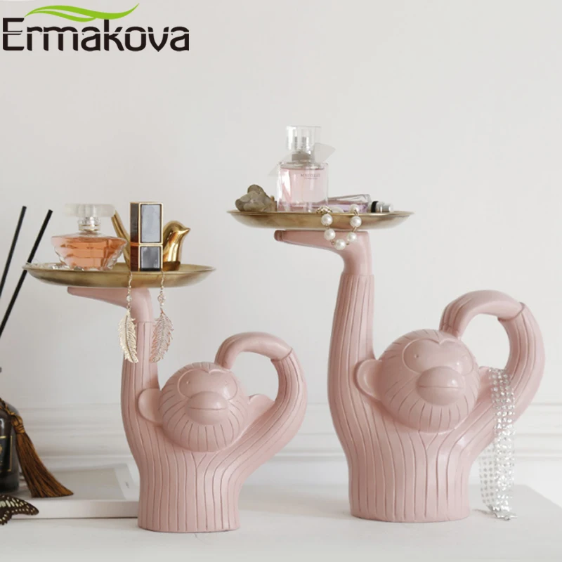 ERMAKOVA креативная фигурка обезьяны из смолы, поднос для фруктов, милая фигурка обезьяны, статуя животного, украшение для дома, подарок
