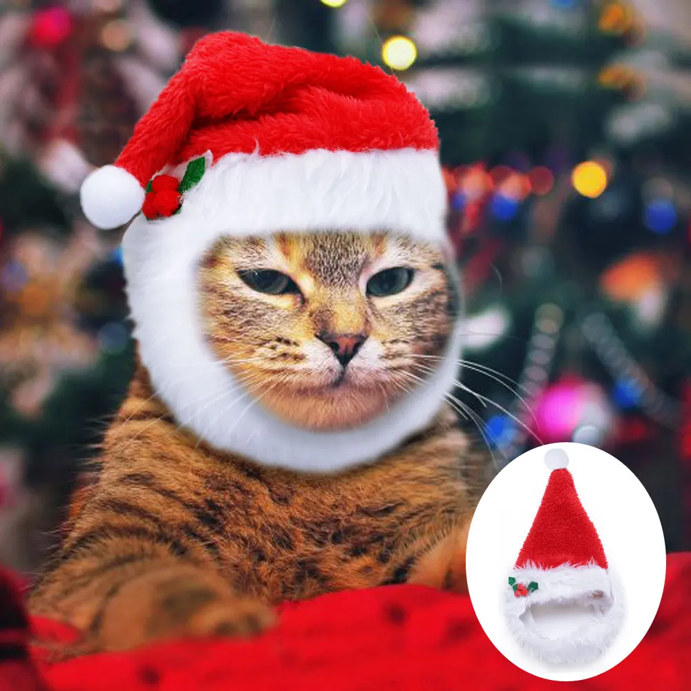 Кристины Собака Кошка костюм с головным убором собачьи Шляпы ожерелье с Колокольчик для домашнего питомца на Рождество фестиваль собака аксессуары