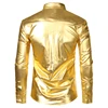 Men's Disco Shiny Gold Sequin Metallic Design Dress Shirt Long Sleeve Button Down Christmas Halloween Bday Party Stage Costume ► Photo 2/6