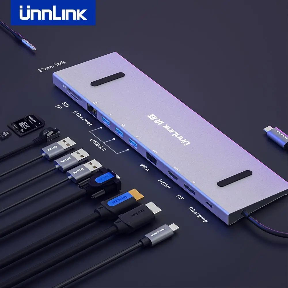 Unnlink usb-хаб USB C к HDMI USB3.0 SD TF кард-ридер Thunderbolt 3 док-адаптер для MacBook pro S8 S9 S10 Dex P20 P30 mate 20