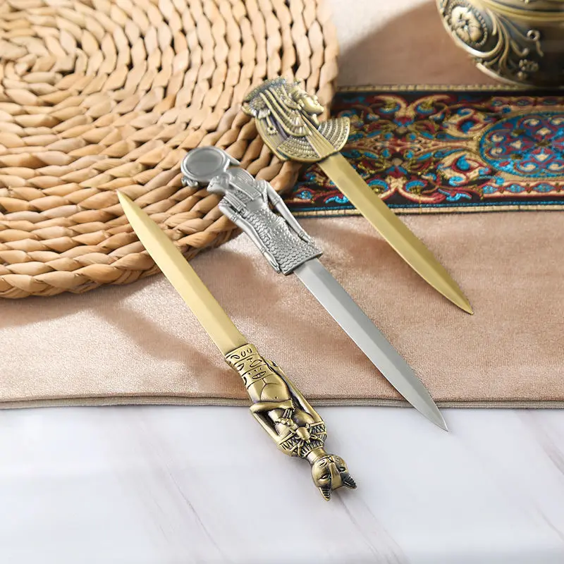 Creative Retro Egyptian Pyramid Pharaoh Knife Ancient Bronze Zinc Alloy Letter Opener Art Paper Knife