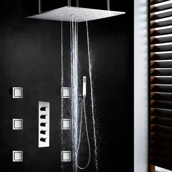 

DULABRAHE Thermostatic Bathroom Shower Faucet Set Concealed Shower Mixer System Bath 20 Inch Ceiling Rain Shower Head
