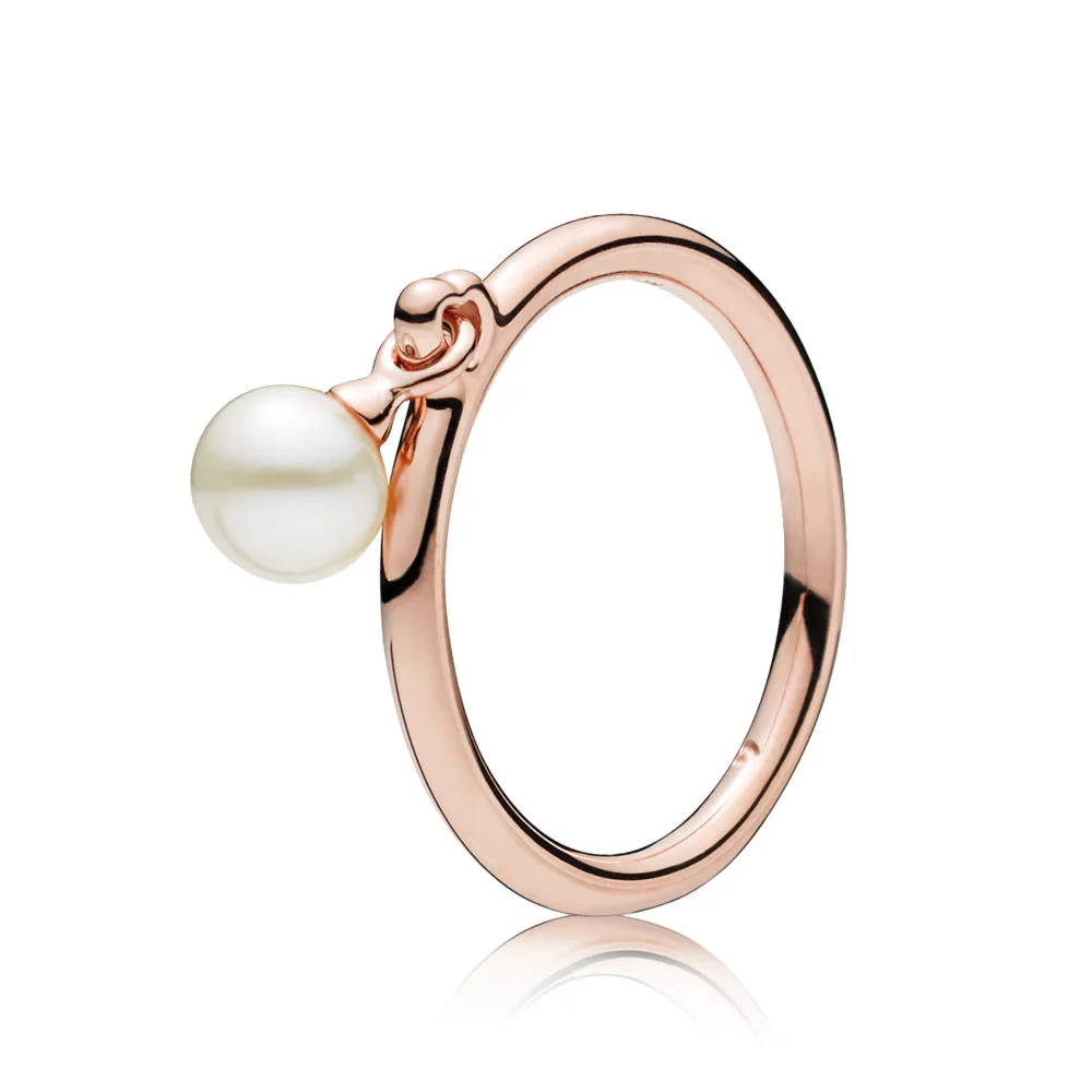 Розовое золото с жемчугом Серебряные Кольца Подвески Diy цветок лотоса полный кристалл кольцо для женщин вечерние ювелирные изделия на свадьбу высокое качество - Main Stone Color: R205