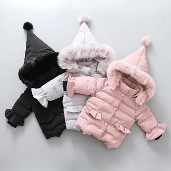 

2020 New Baby Lovely Parkas Kids Girl Fluffy Fur Thick Down Toddler Coat Ruffles Clothes Outerwear Jackets Girls Outerwear Coats