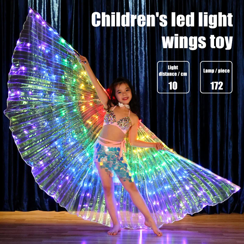 2019 New Children Dancers LED Cloak Performance Luminous Butterfly Wing Belly Dancing Carnival Prop L9 #2 | Дом и сад