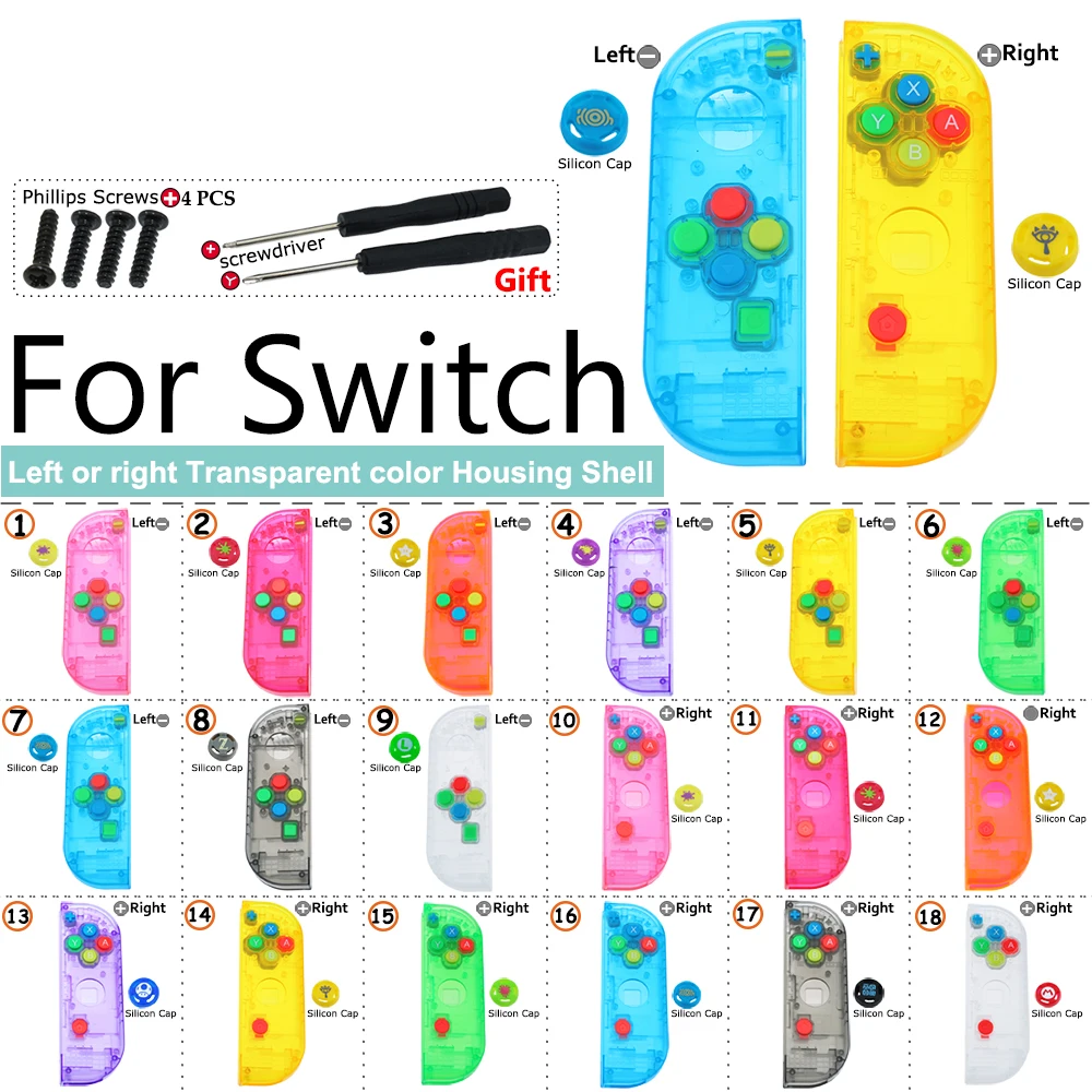 Чехол для корпуса Joy-Con прозрачный красно-синий чехол замены на заказ NS NAND чехлы