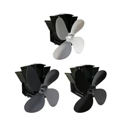 Black Fireplace 4 Blade Heat Powered Stove Fan komin Log Wood Burner Eco Friendly Quiet Fan Home Efficient Heat Distribution