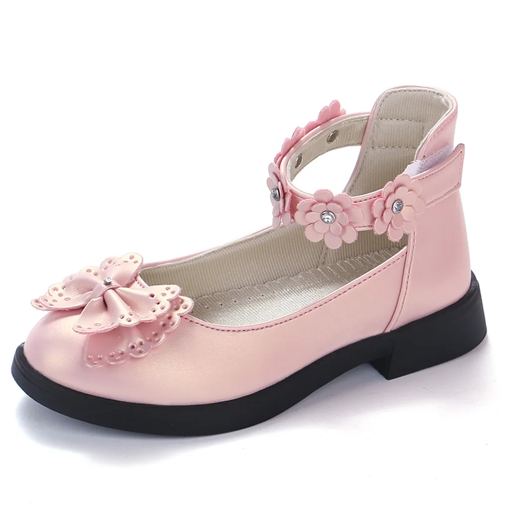 Детская обувь для маленьких девочек с цветочным принтом и бантом; обувь для принцессы сандалии на застежке-липучке; однотонная резиновая обувь для маленьких девочек