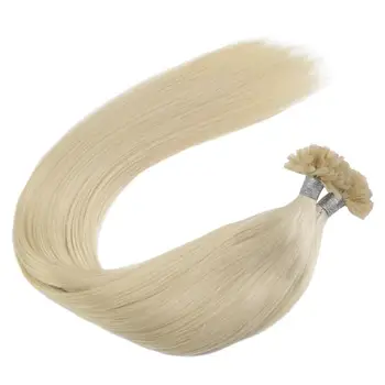 

Ugeat Pre-Bonded Hair Extensions Nail Tip Hair Non-Remy Human Hair Extensions 14-24" Bleach Blonde #613 Straight Hair 50G/Set