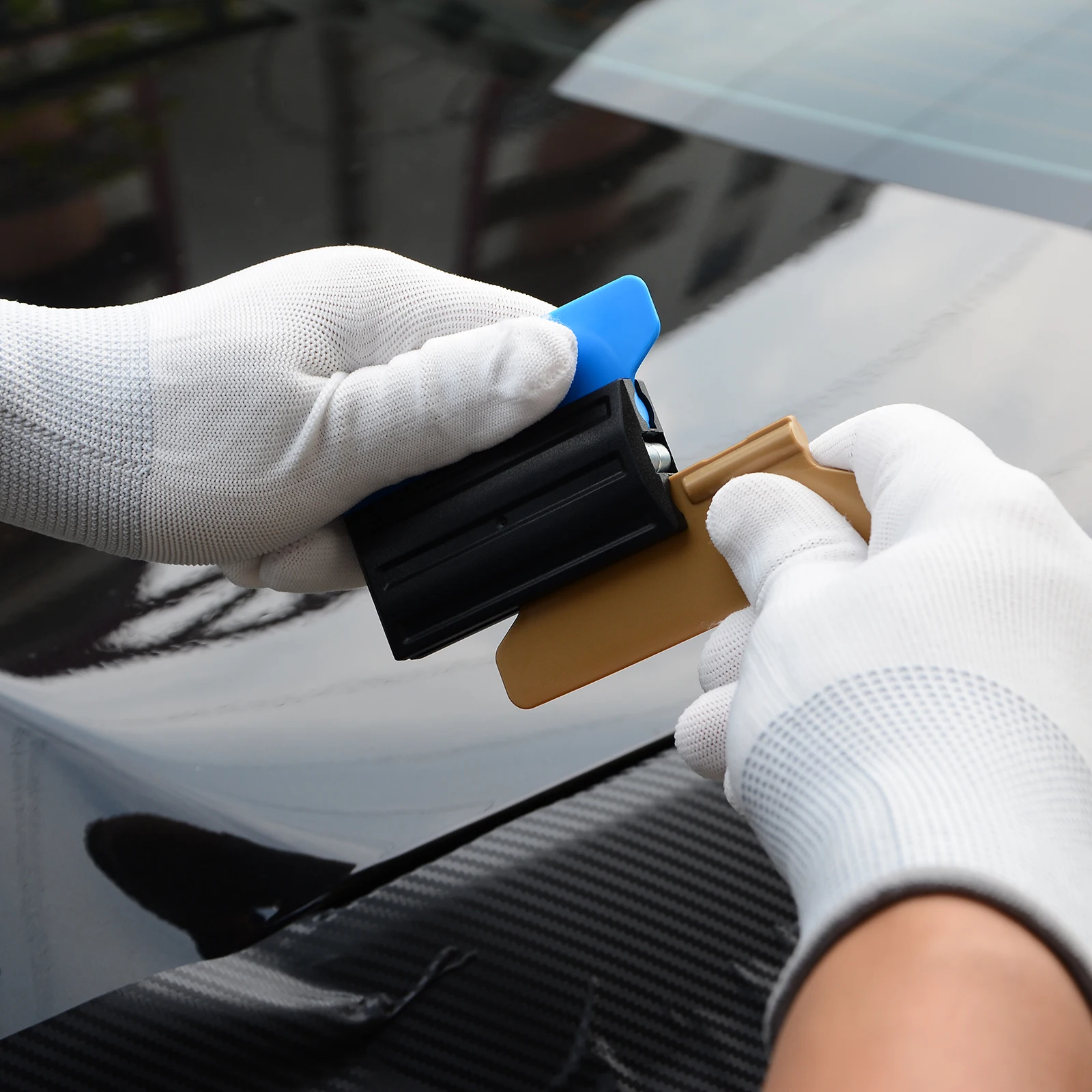 FOSHIO Magnetic Squeegee Kit for Window Tinting Foil Film Vinyl Car Wrap Soft Fabric Felt Scraper Sticker Bubble Removal Tools