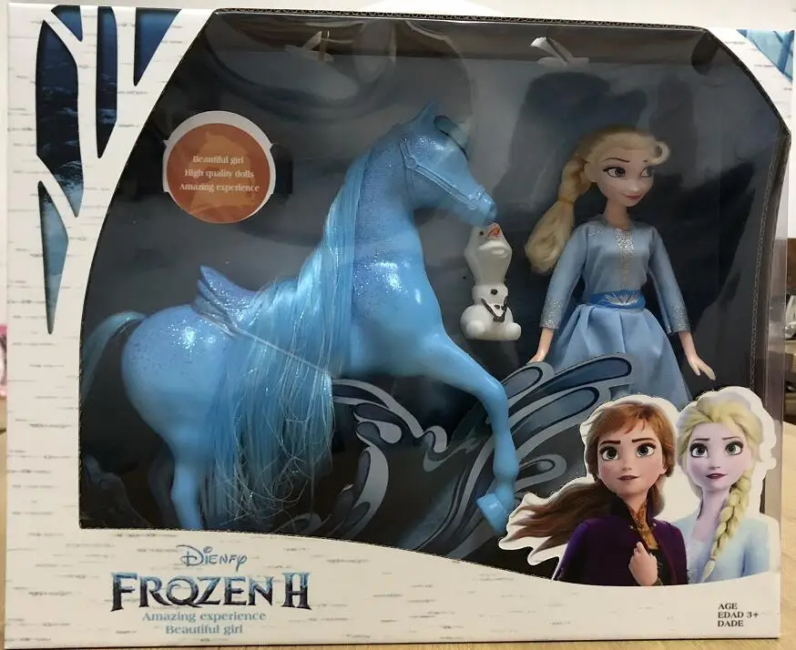 Горячая disney «Холодное сердце» 2 платья Эльзы и Анны Снежная королева ПВХ фигурка Олаф Кристоф Свен аниме куклы дети игрушка Детский подарок - Цвет: 03with box