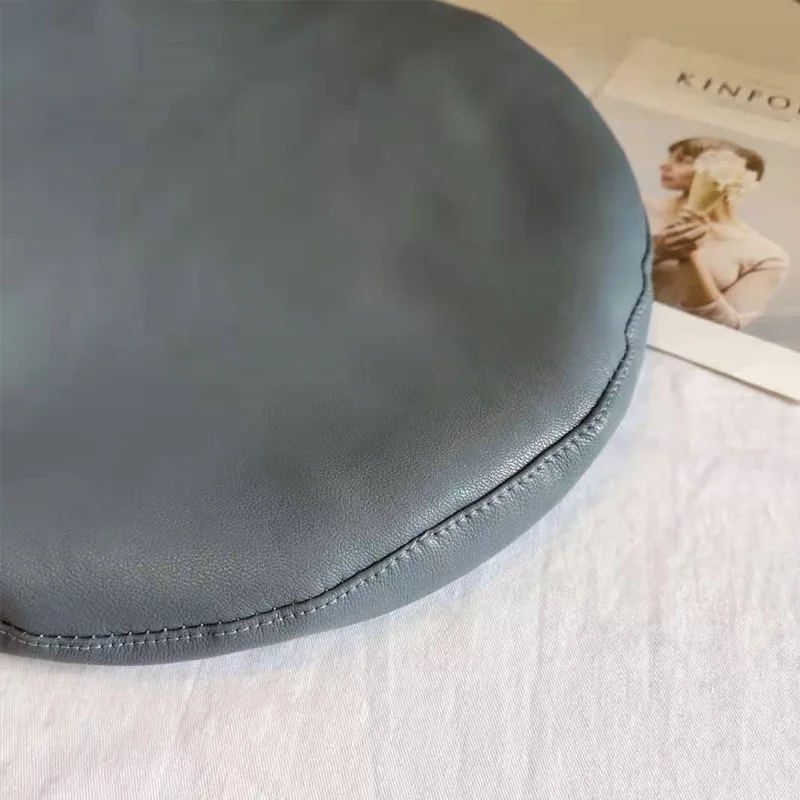 Женская модная винтажная однотонная Шапка-берет из искусственной кожи, зимняя шапка французского художника, Теплая Шапка-бини, шапка для художника, женские дорожные береты