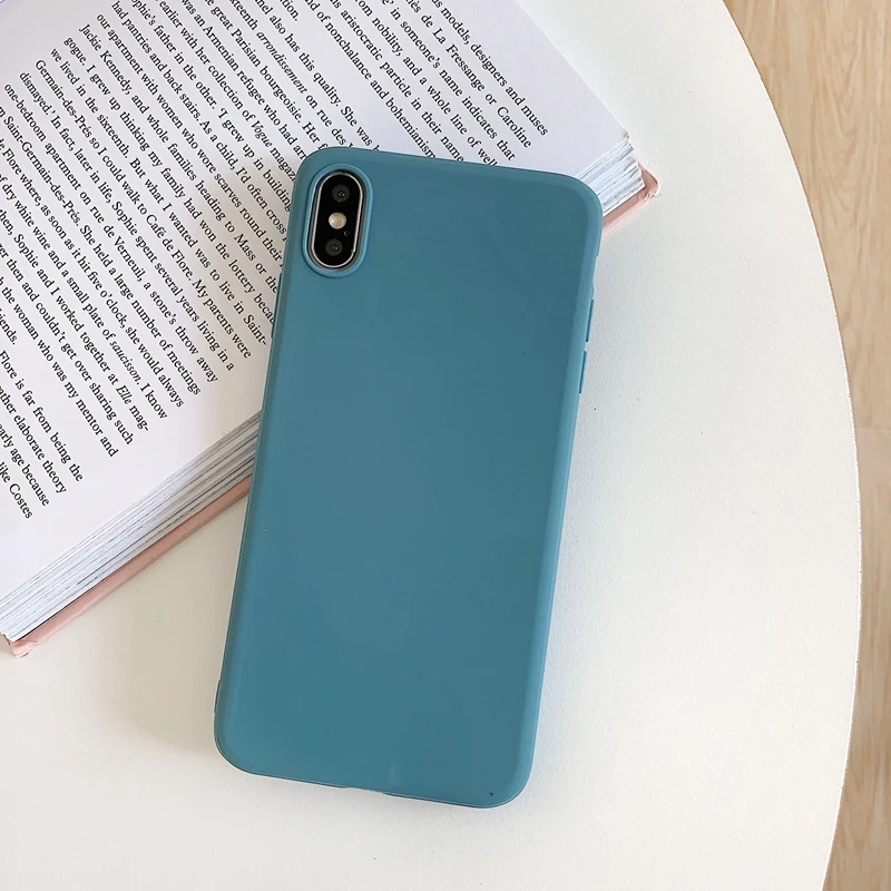 Мягкий силиконовый резиновый чехол для телефона Etui iPhone 6, 6 S, 7, 8 Plus, X, XS, XR, XS Max 11 Pro, карамельный чехол из ТПУ