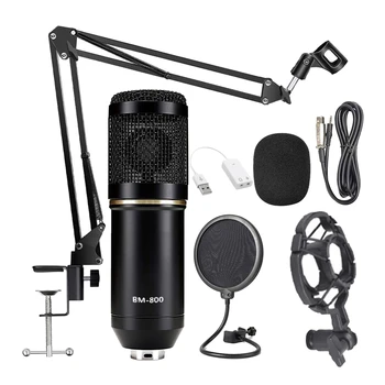 

Condenser Microphone Bundle, BM-800 Mic Set for Studio Recording & Broadcasting (Microphone Kit Black)