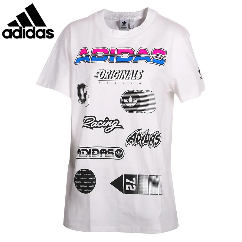 

Original Adidas New Arrival JUL GRAPHIC TEE Breathable Slimming Body Round Collar Women's Wear