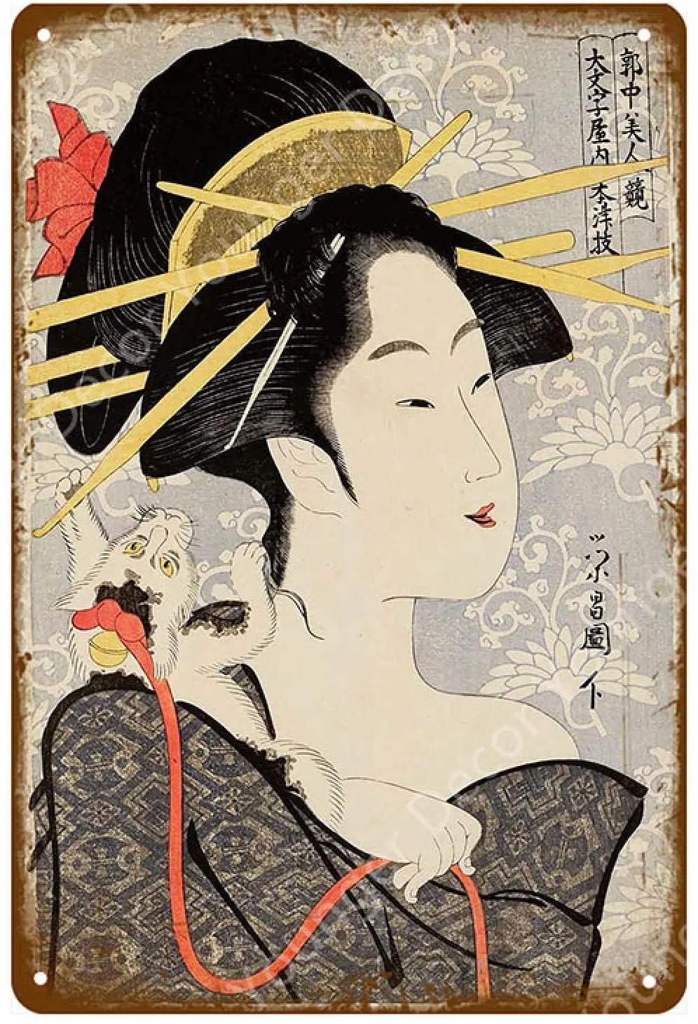 Zhuoyuett Metal Sign Poster Japan Travel Japan Ukiyo-E Old Style Wall Art Painting Placca Tin Painting 20X30Cm Muslimate