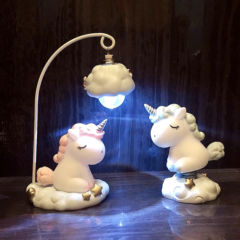  Cute Cartoon LED Night Light Home Decor Light Resin Unicorn Light Bedside Table Lamp For Baby Child - 32958767578