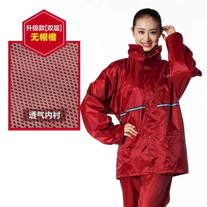 Мотоциклетный дождевик, водонепроницаемый непромокаемый плащ для рыбалки, дождевик, куртка с маской, дождевик, комплект QKR305 - Цвет: 2 layer red