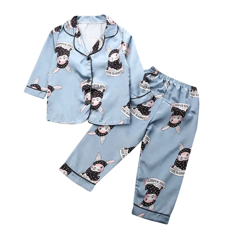D 6 цветов, Детская атласная Шелковая пижама с длинными рукавами, комплект повседневной одежды для сна, одежда для сна, домашняя одежда - Цвет: D