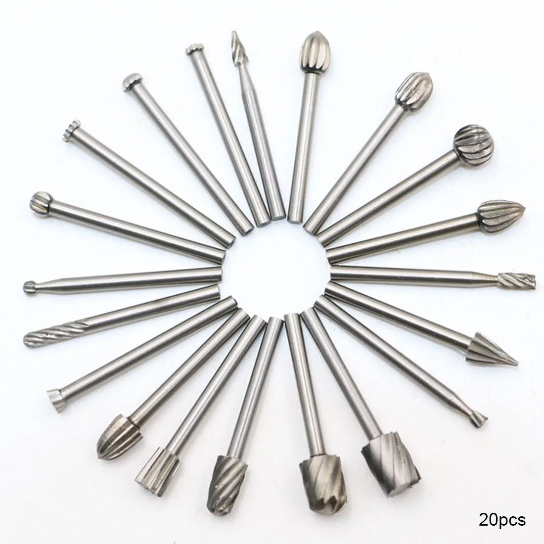 

20pcs HSS Stainless Steel Wood Carving Tools Rotary Carving Carved Knife Cutter Tool Wood Drill Bit Router Bits Burr Rotary Tool