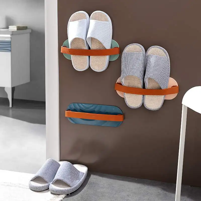 

Storage Shelf Plastic Wall Hanging Shoes Shelf Bathroom Slippers Storage Organizer Self Adhesive Shoes Holder Bathroom Organizer