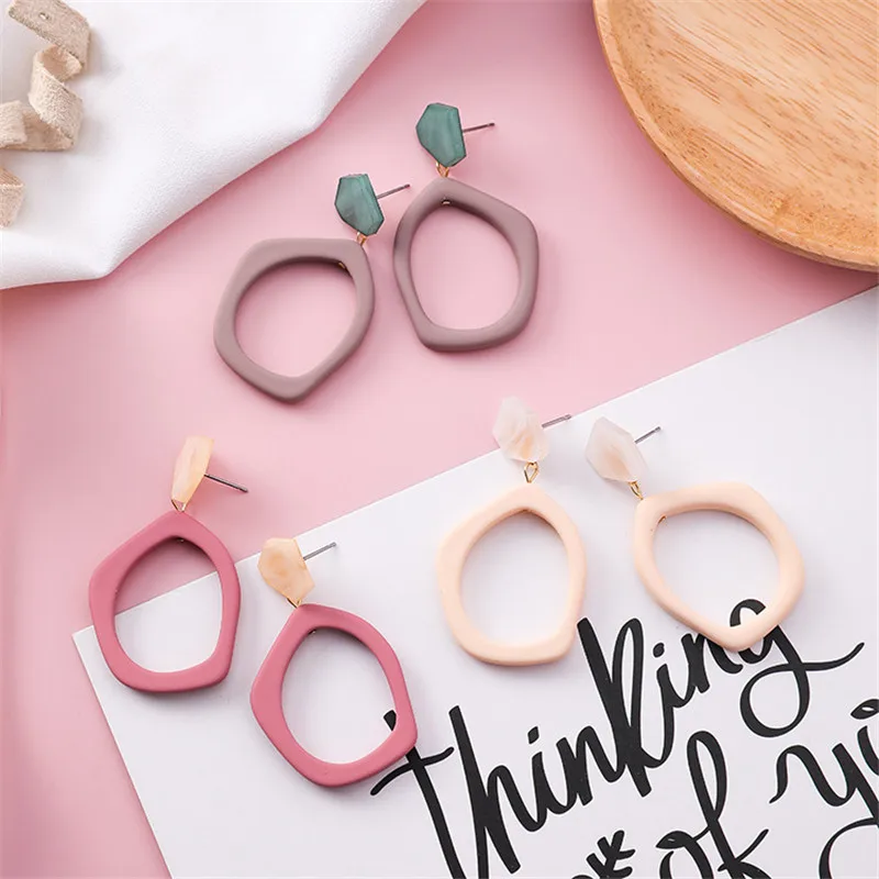 

Acrylic Marble Irregular Geometry Woman Girls Dangle Drop Earrings Hyperbolic Korean Japan Fashion Jewelry-MSE