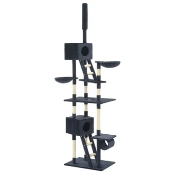 

Cat Tree with Sisal Scratching Posts 230-260 cm Dark Blue Cat Scratches Feature-packed Cat Climbing Frame Four Seasons