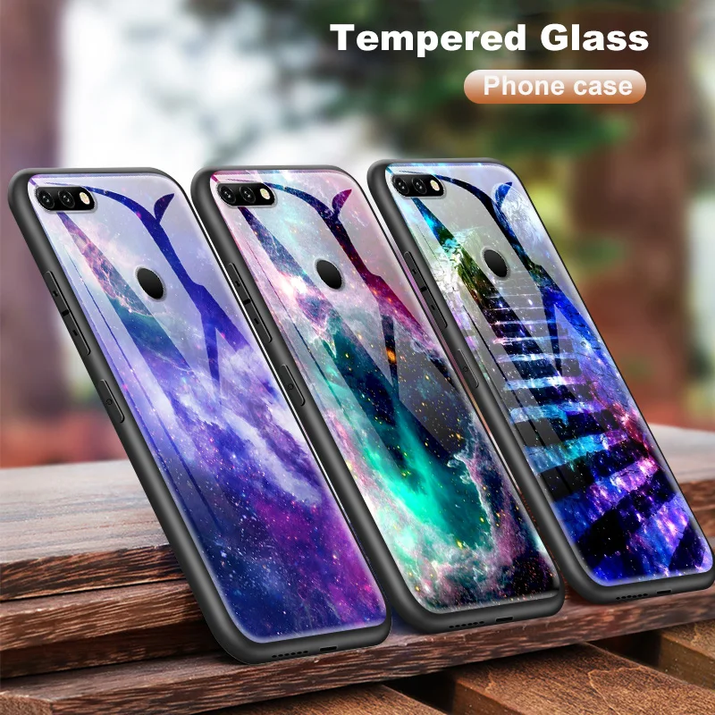 Роскошные Чехлы из закаленного стекла для huawei Enjoy 9s Honor 7A Pro 7C 7X 8A 8X9 10 Lite Magic 2 Play mate 20 Pro Nova2 3 4 Soft Funda