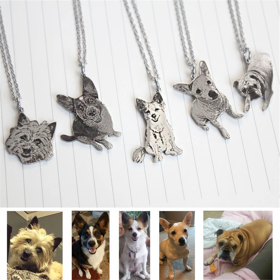 

TTLIFE Personalized Custom Stainless Steel Pet Photo Graffiti Engraved Name Dog Tag Necklace Keychain Pendant Jewelry