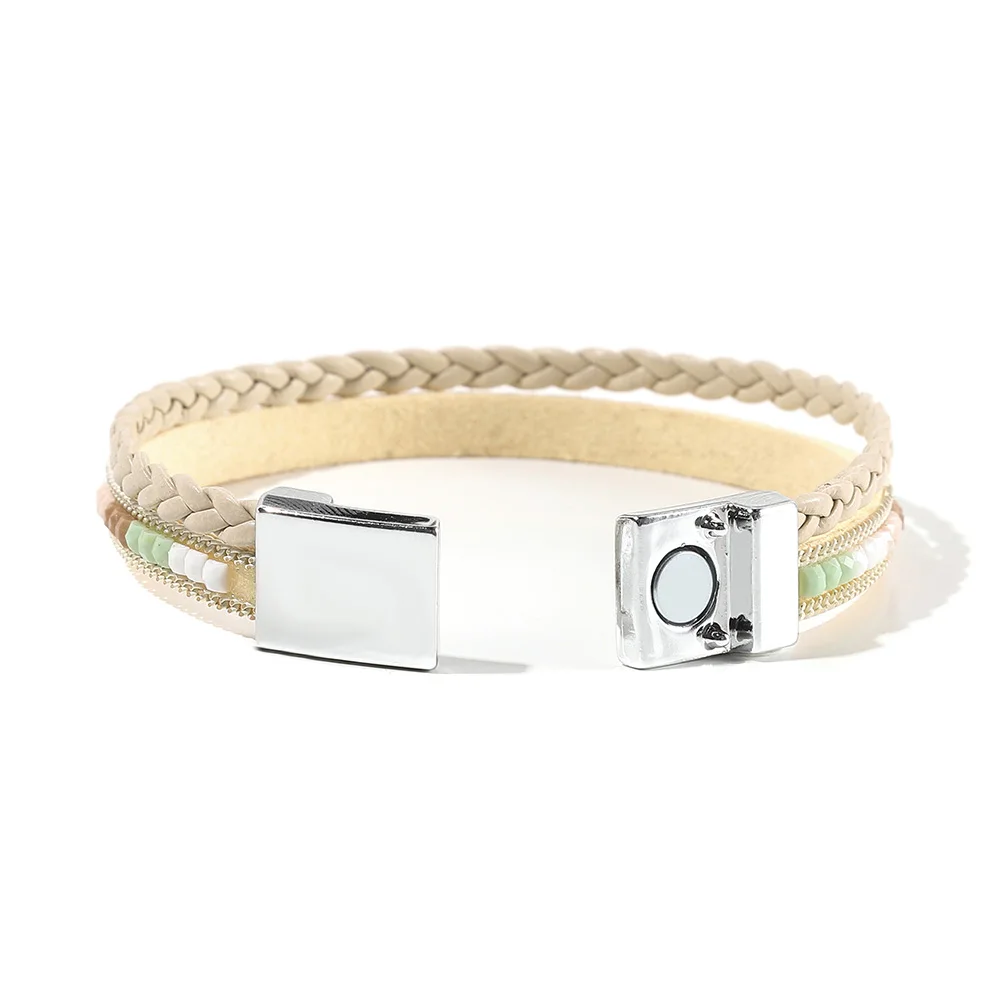 Womens Boho Wrap Leather Multilayer Wide Bling Bracelets Four Styles Hand Jewelry for Women Teen Girl Boy leather bracelet