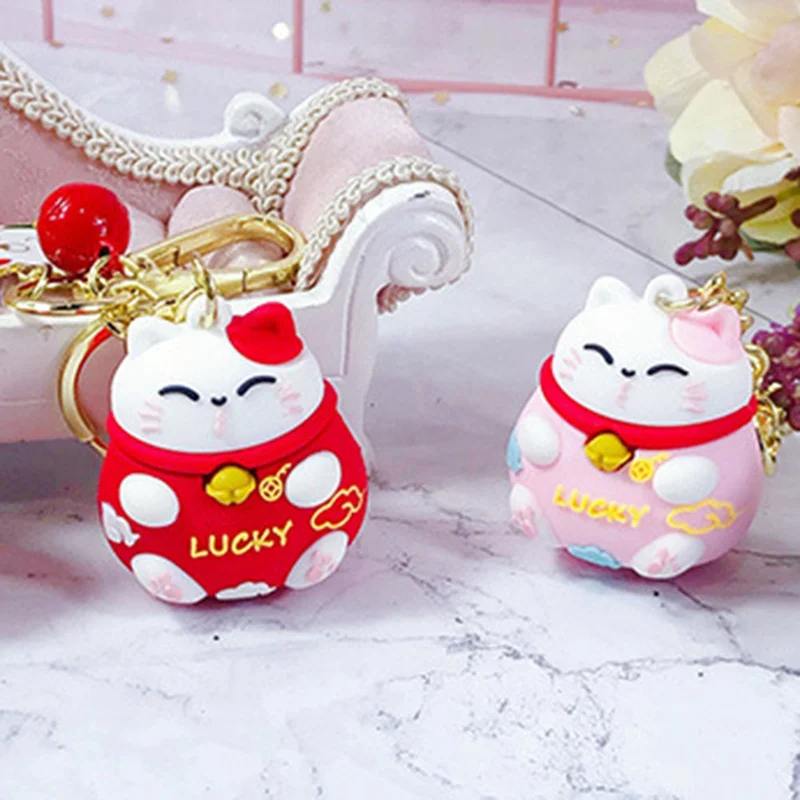 Милый металлический брелок с изображением из мультфильма Lucky Cat, креативный автомобильный рюкзак, Ювелирная подвеска