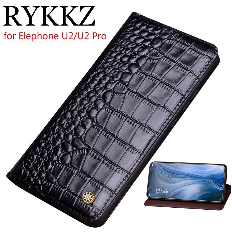 RYKKZ Genuine Leather Flip Case For Elephone U2 Cover case For