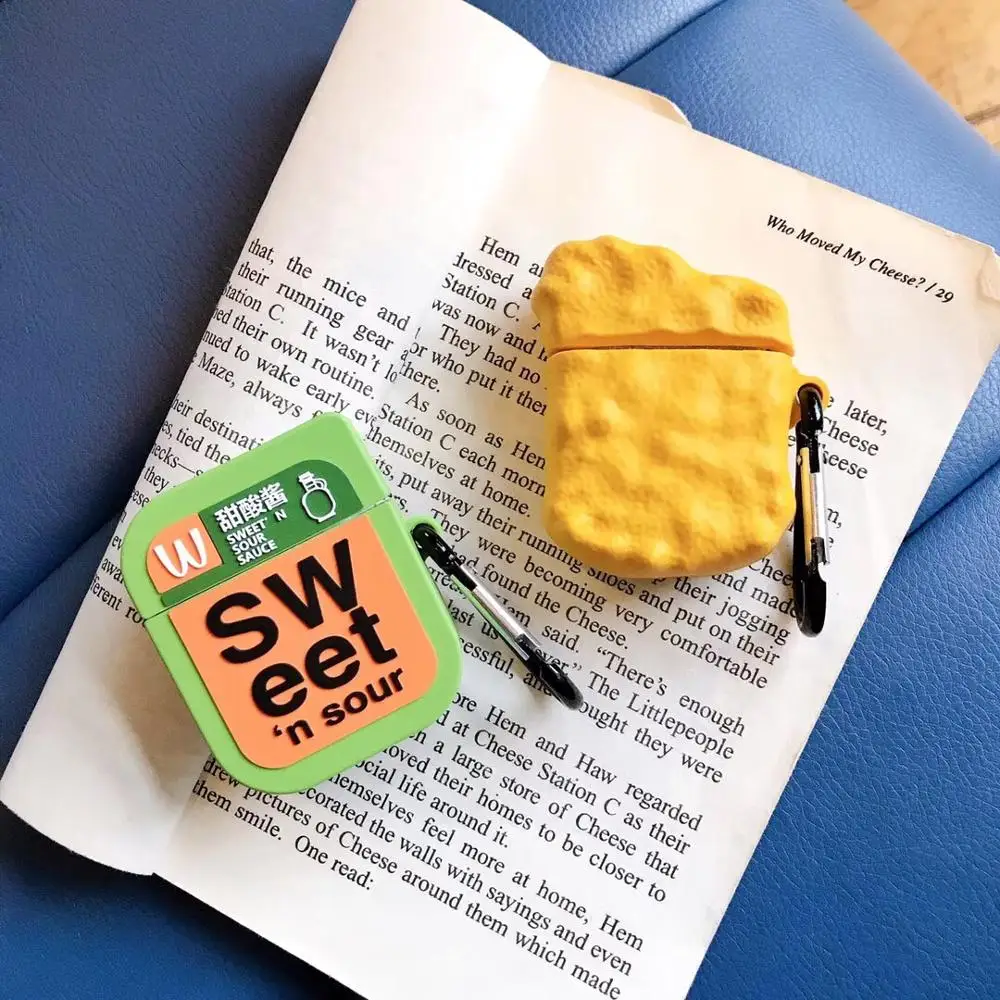

cute 3D Sweet and sour sauce Chicken nuggets Silicone soft case For Apple new Airpods 1/2 Cover Wireless Bluetooth Earphone case
