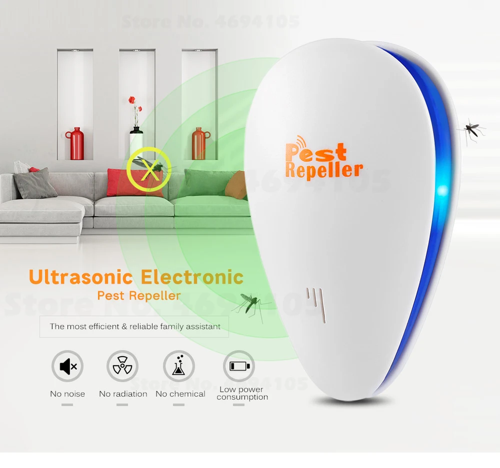 Ultrasonic Electronic Pest Repeller Repels Mice / Bed Bugs / Mosquitoes / Spiders for Home Office