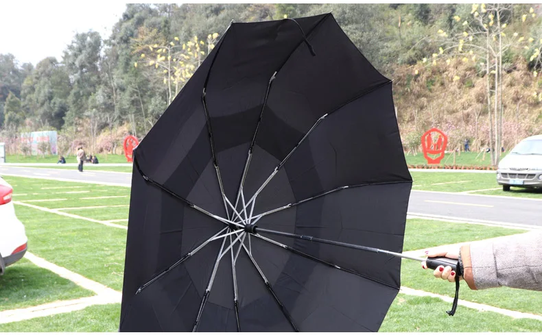 125 см Зонт-автомат для дождя Женский 3 складной двуслойный большой зонтик для защиты от ветра открытый бизнес мужчины дождь женщина зонтик