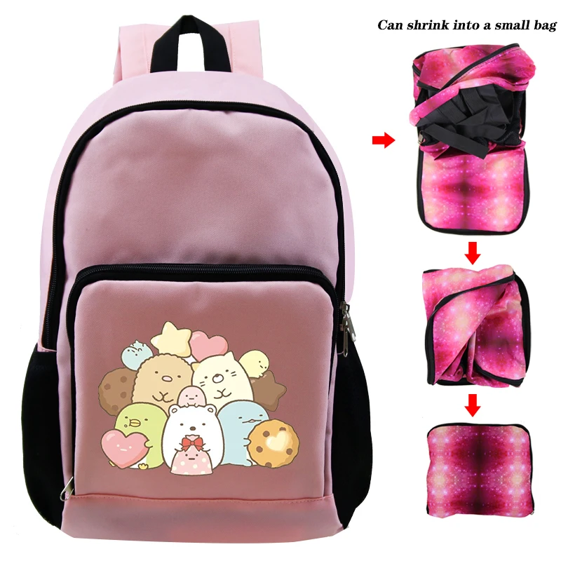 Sumikko Bagpack 1 Животные принты вещевой мешок для путешествий рюкзаки Sumikko рюкзак унисекс обратно в школу сумка прекрасный Sumikko дети складной рюкзак и сумка Dos - Цвет: Sumikko Bagpack 1