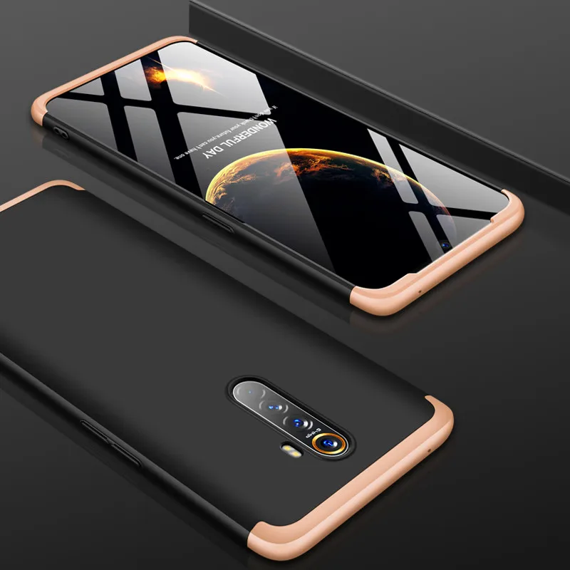 Oppo Realme X2 Pro Cover RealmeX2Pro 360 Degree Full Cover Protected Matte Hard Cover For Oppo Real Me X2 Pro Cover Protector - Цвет: Black and Gold