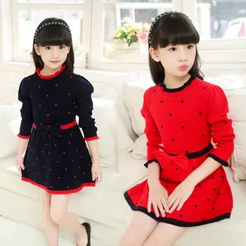 

Big Girl Long Sleeve Knit Sweater Dress Kids Autumn Winter Knitted Clothing Children Spring Cute Knitwear Dresses Girls Knits