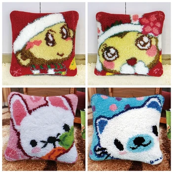 

Couples Rabbit Latch Hook Rug Kits Embroidery Sets Latch Hook Pillow For Needlework Cushion Latch Hook DIY Foamiran Sheets F