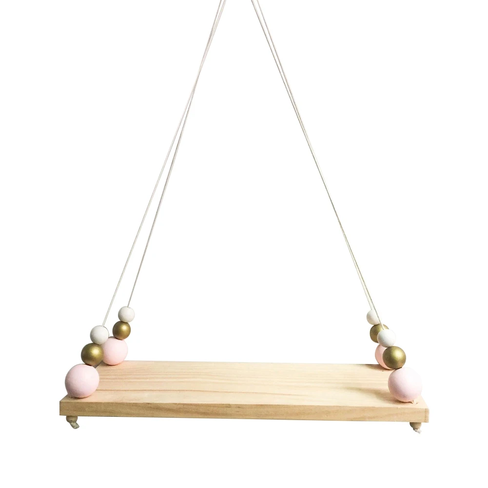 Children Decorative Rack Adornos Para Casa Wooden Board Beads Tassel Storage Shelf Bedroom Home Wall Hanging Rack DIY Wall Decor
