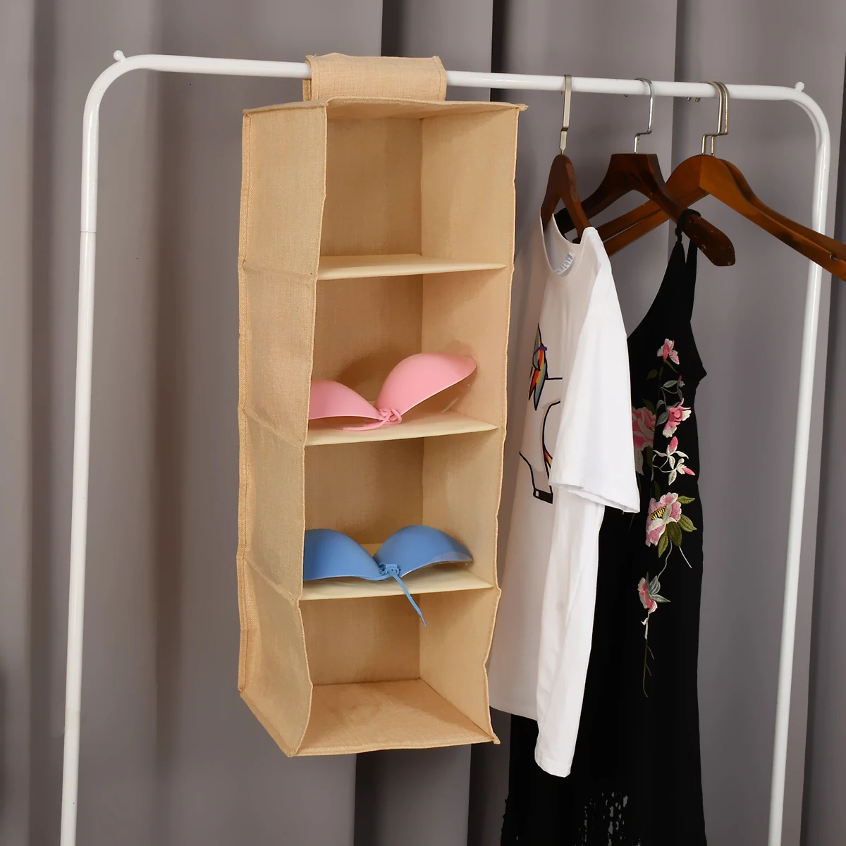 Подвесной шкаф для хранения, настенный ящик, сумка из хлопка для хранения одежды и льняной шкаф, бежевый и серый органайзер, коробки